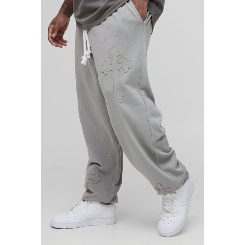 Grande taille - Jogging oversize en corde à écusson croix - 2XL - Boohooman - Modalova
