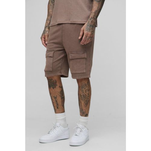 Tall - Short cargo large délavé en jersey - 2XL - Boohooman - Modalova