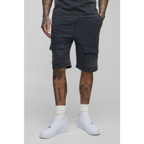 Tall - Short cargo large délavé en jersey - 2XL - Boohooman - Modalova