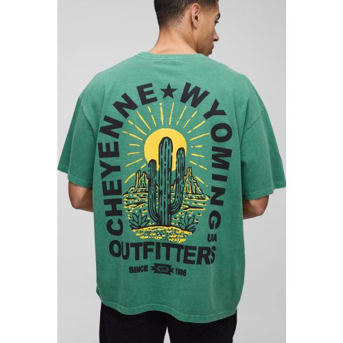 T-shirt oversize délavé à slogan Wyoming - S - Boohooman - Modalova