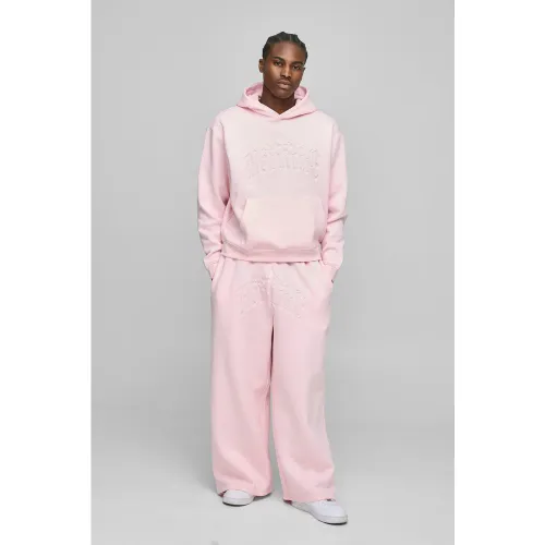 Survêtement oversize à slogan - S - Boohooman - Modalova