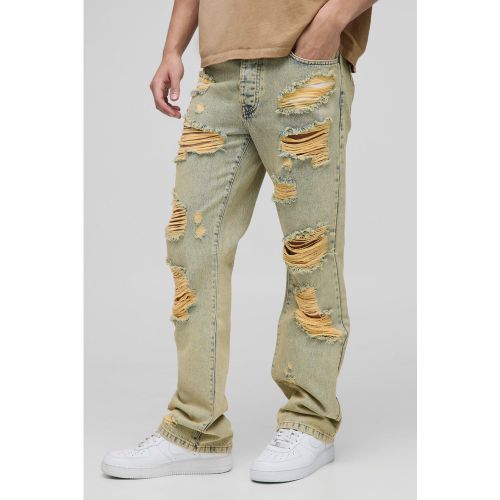 Jean flare délavé déchiré au genou - 28R - Boohooman - Modalova