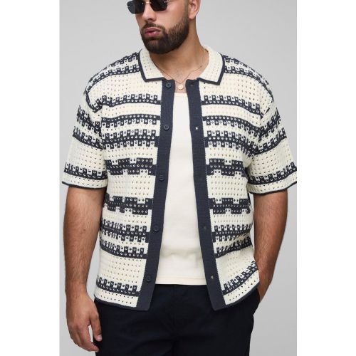Grande taille - Chemise rayée en crochet homme - 2XL - Boohooman - Modalova