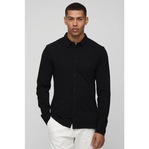 Chemise slim piqué en jersey - S - Boohooman - Modalova