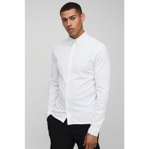 Chemise slim piqué en jersey - S - Boohooman - Modalova