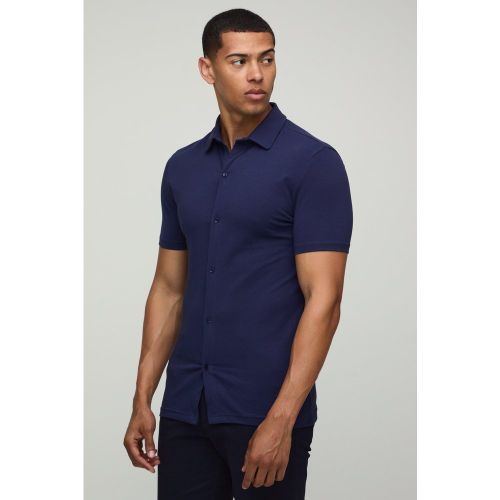 Chemise stretch en jersey à manches courtes - S - Boohooman - Modalova