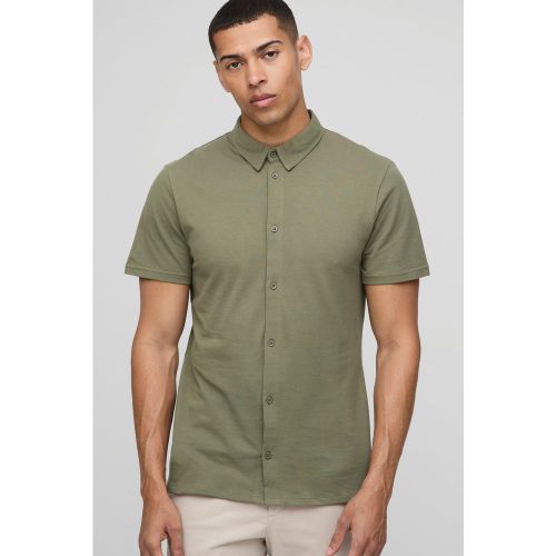 Chemise slim piqué en jersey - S - Boohooman - Modalova