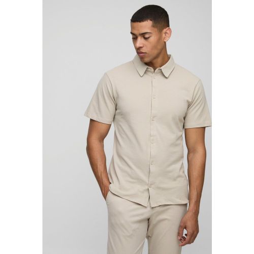 Chemise slim piqué en jersey - S - Boohooman - Modalova