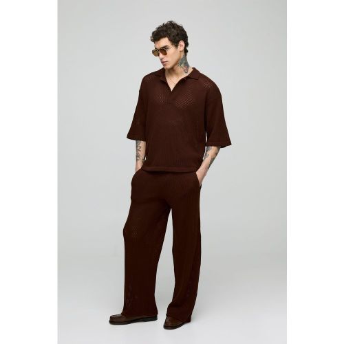 Ensemble oversize en maille avec polo et pantalon large - S - Boohooman - Modalova