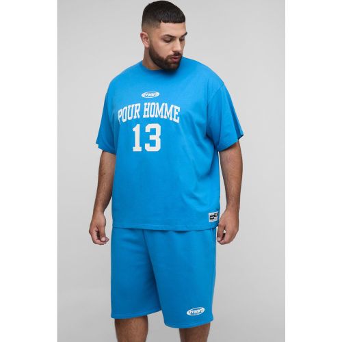Grande taille - Ensemble oversize imprimé avec t-shirt et short - 2XL - Boohooman - Modalova