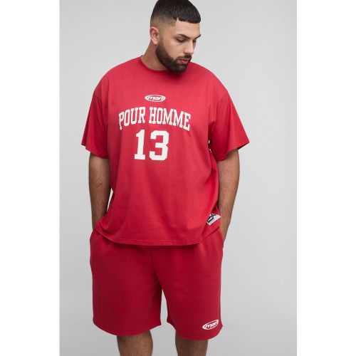 Grande taille - Ensemble oversize imprimé avec t-shirt et short - 2XL - Boohooman - Modalova
