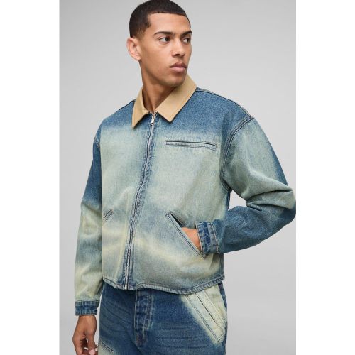 Veste oversize délavée en jean homme - S - Boohooman - Modalova
