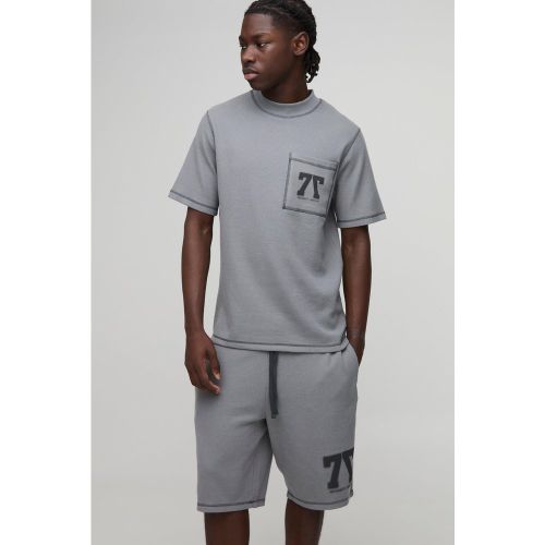Ensemble en tissu gaufré avec t-shirt et short homme - S - Boohooman - Modalova