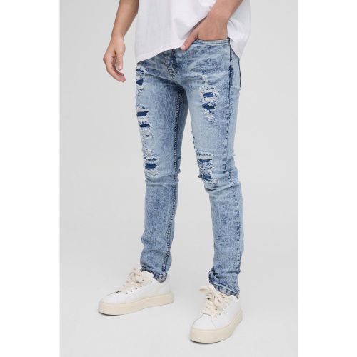 Jean skinny déchiré et réparé - 28R - Boohooman - Modalova