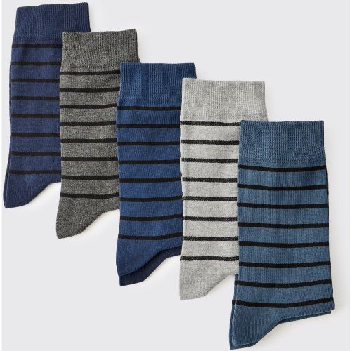 Lot de 5 paires de chaussettes rayées - ONE SIZE - Boohooman - Modalova