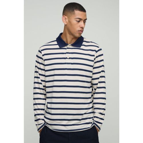 Polo de rugby rayé à manches longues homme - S - Boohooman - Modalova