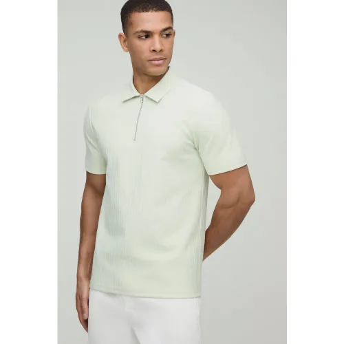 Polo cintré à col zippé et manches courtes - S - Boohooman - Modalova