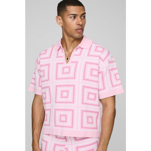 Polo ample en crochet à manches courtes - S - Boohooman - Modalova
