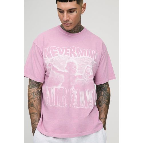 Tall - T-shirt oversize délavé à imprimé Nirvana - 2XL - Boohooman - Modalova