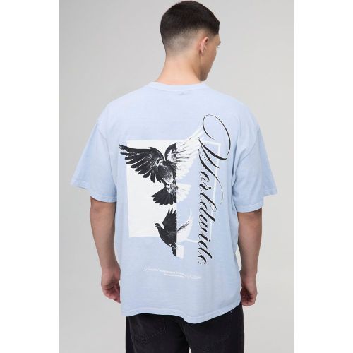 T-shirt oversize délavé à imprimé colombe - S - Boohooman - Modalova