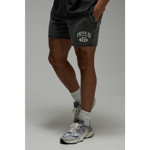 Short de sport délavé à slogan - MAN Active - S - Boohooman - Modalova
