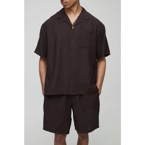 Ensemble oversize en viscose avec chemise plissée et short - S - Boohooman - Modalova