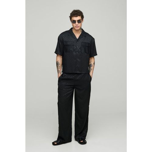 Ensemble satiné oversize à carreaux et manches courtes - S - Boohooman - Modalova