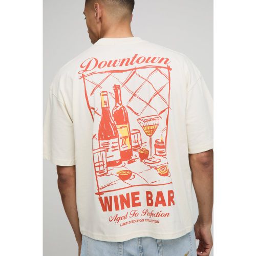 T-shirt oversize à col montant et imprimé bar à vin - S - Boohooman - Modalova