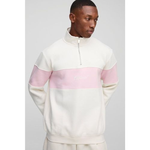 Sweat zippé color block à slogan - Official - S - Boohooman - Modalova