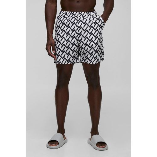 Short de bain mi-long à imprimé abstrait homme - S - Boohooman - Modalova