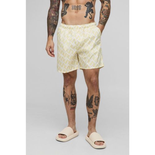 Short de bain mi-long à imprimé abstrait homme - S - Boohooman - Modalova