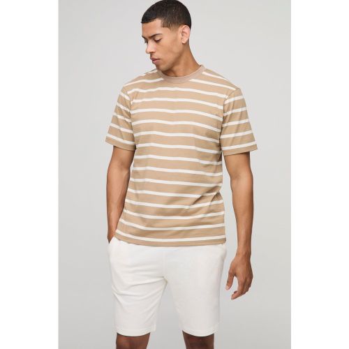 Ensemble rayé avec t-shirt et short - S - Boohooman - Modalova