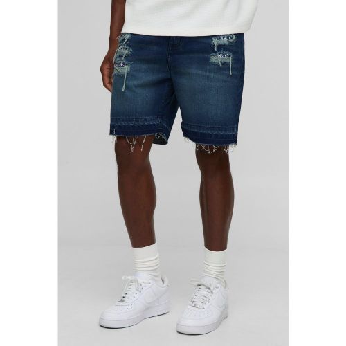 Short slim en jean déchiré et réparé à motif bandana - 28 - Boohooman - Modalova