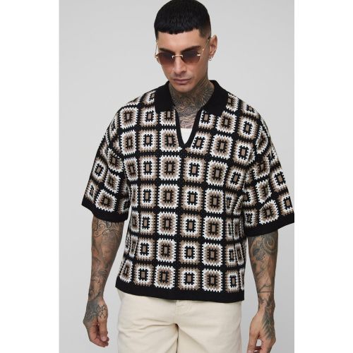 Tall - Polo oversize en crochet - 2XL - Boohooman - Modalova