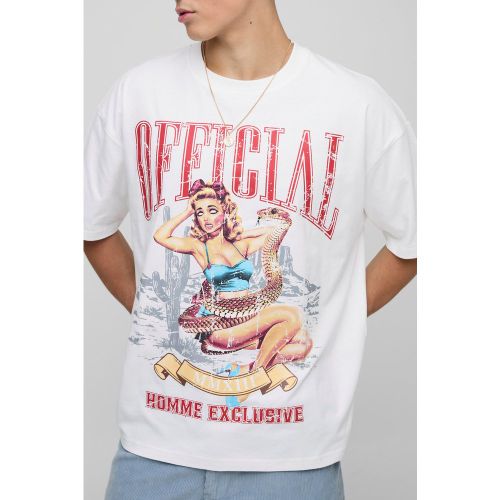 T-shirt oversize imprimé - Official - S - Boohooman - Modalova