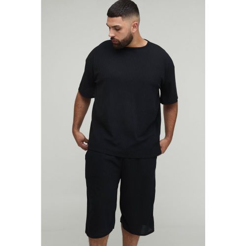 Grande taille - Ensemble oversize texturé avec t-shirt et short - 2XL - Boohooman - Modalova