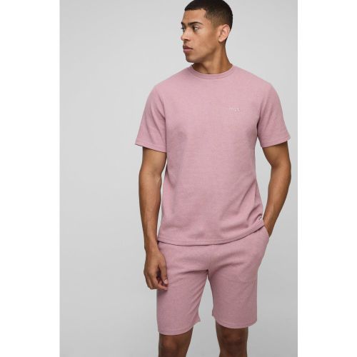 Ensemble en tissu gaufré avec t-shirt et short - MAN - S - Boohooman - Modalova