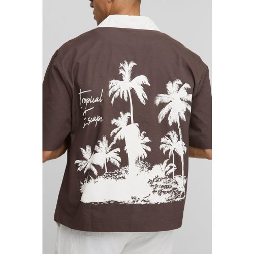Chemise oversize à manches 3/4 et imprimé palmier - S - Boohooman - Modalova