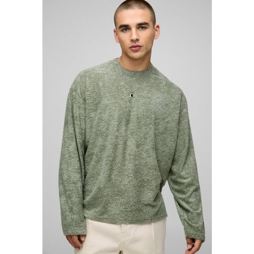 T-shirt oversize texturé à manches longues - S - Boohooman - Modalova