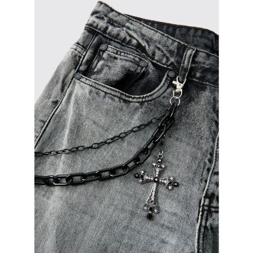 Chaîne en jean à croix - ONE SIZE - Boohooman - Modalova