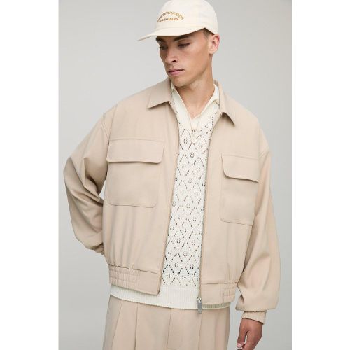 Oversized Boxy Cargo Pocket Harrington Jacket - S - Boohooman - Modalova