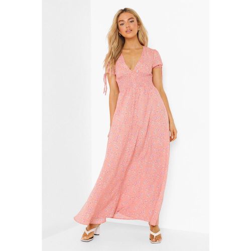 Robe Longue Froncée À Fleurs - 36 - boohoo - Modalova