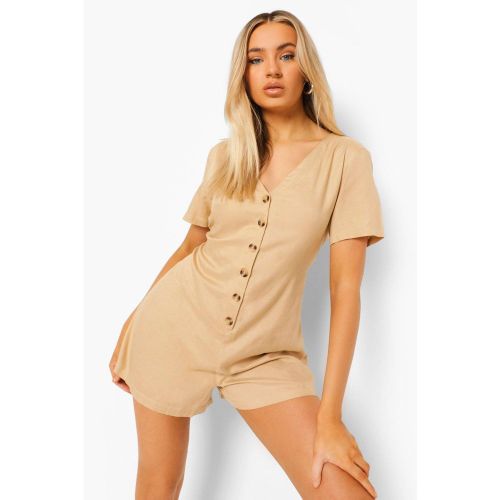 Combishort Boutonné À Col En V - 36 - boohoo - Modalova