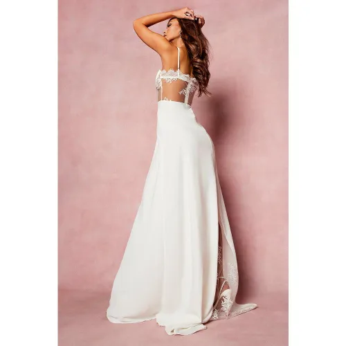 Robe Corset Longue À Dentelle Contrastée - 36 - boohoo - Modalova