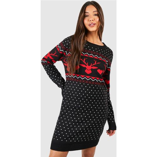 Robe Pull De Noël À Imprimé Coeur - S - boohoo - Modalova