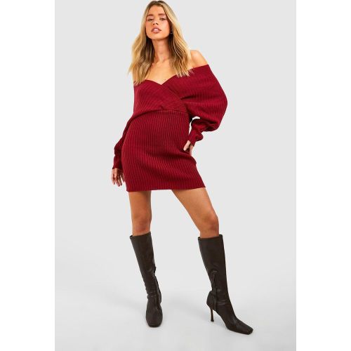 Robe Pull Côtelée À Épaules Dénudées - S - boohoo - Modalova