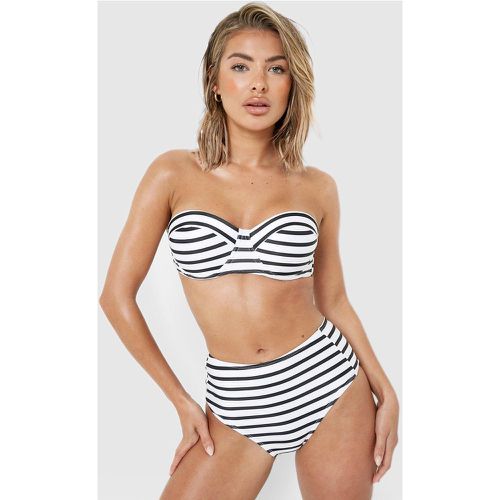 Haut De Maillot De Bain Bandeau Push-Up À Imprimé Rayures - 38 - boohoo - Modalova