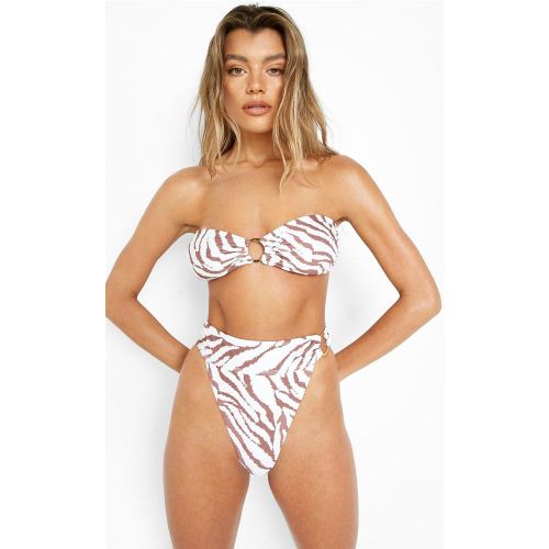 Haut De Maillot De Bain Effet Bandeau À Imprimé Tigre Et Anneau Mé"Tall"ique - 36 - boohoo - Modalova
