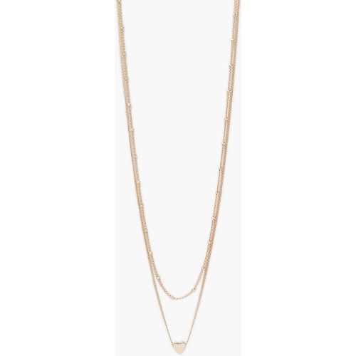 Collier À Chaîne Double Et Pendentif Cœur - One Size - boohoo - Modalova