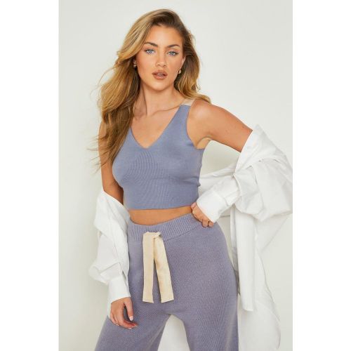 Bralette Sculptante Côtelée À Inscription Woman - M - boohoo - Modalova